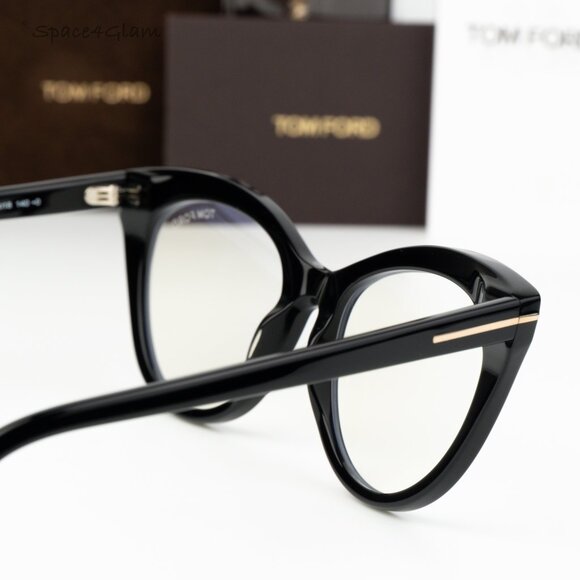 Tom Ford Women Eyeglasses Black Blue Block Cat Eye FT6091-B 001 NEW AUTHENTIC